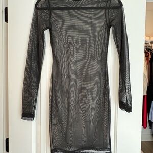 Chic Sheer Black Long Sleeve Dress